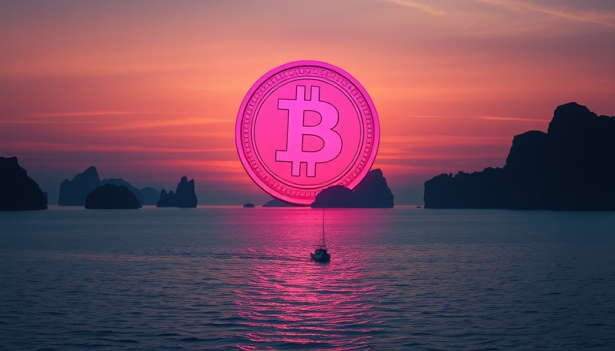 Surreal scene of MUBARAK meme coin over horizon with boat.