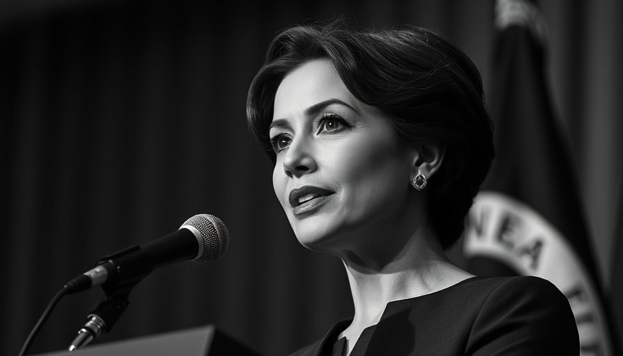 Elegant woman speaks at podium, $1.87M MELANIA Token Transfer backdrop