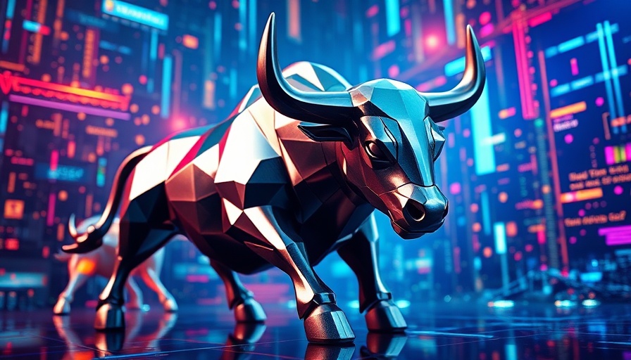 Geometric metallic bull sculpture representing crypto's rise in prices.