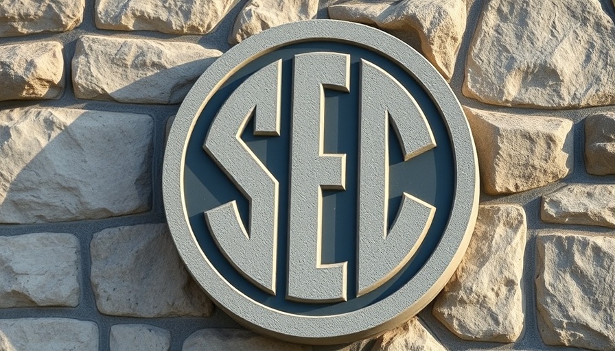 SEC emblem depicting oversight authority, gray stone backdrop.