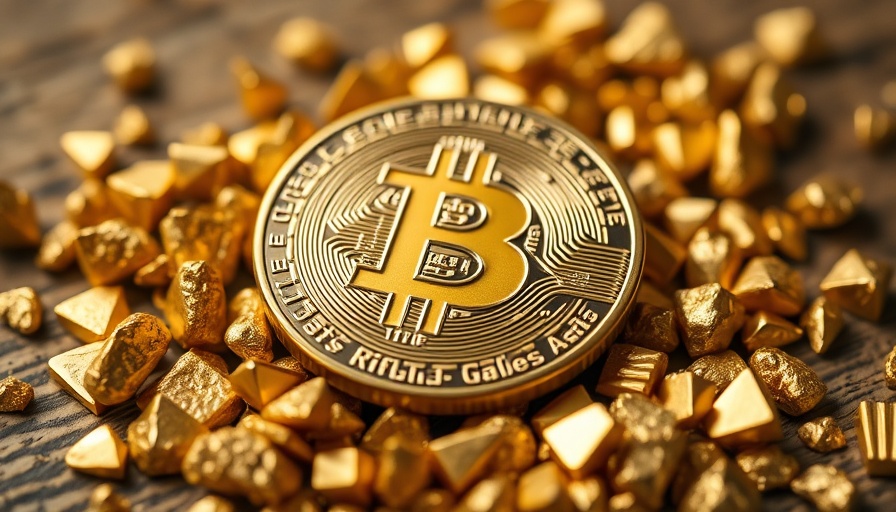 Bitcoin coin and gold nuggets, Crypto Rover Market Trend Meme concept.