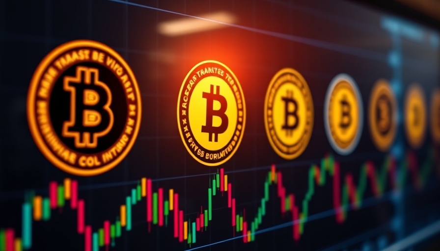 Colorful meme coin logos with market graph in the background.
