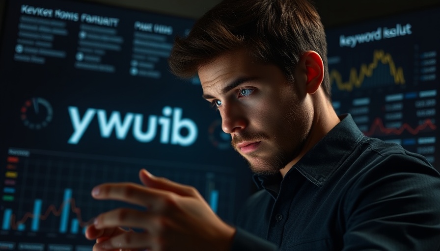 Keyword Finder AI Review: Man analyzing data chart, dramatic lighting.