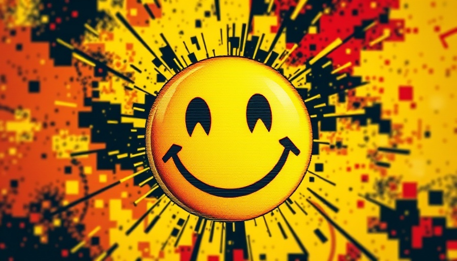 Pixelated smiley face showcasing meme coins impact mental health.