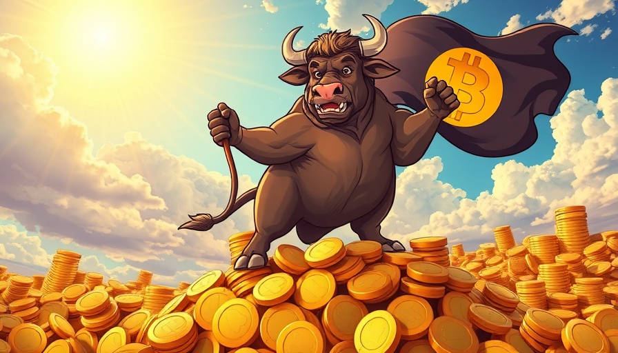 Meme coins with 100x potential depicted by bull on coins.