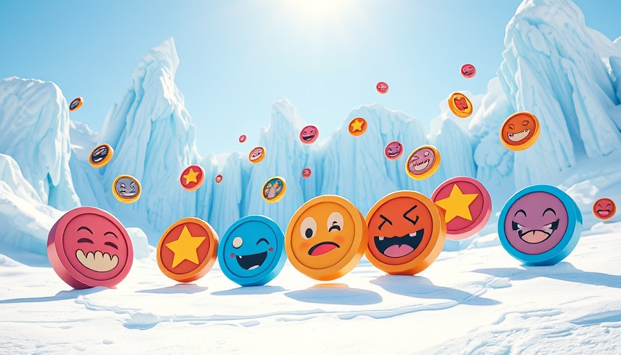 Vibrant meme coins on icy background for Top Meme Coins to Buy for 2025.