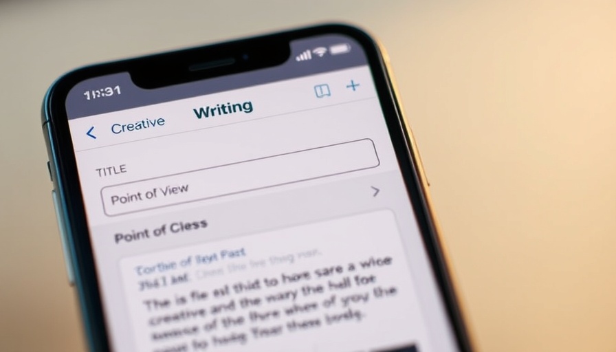 Writing app on smartphone screen, showing scene details.