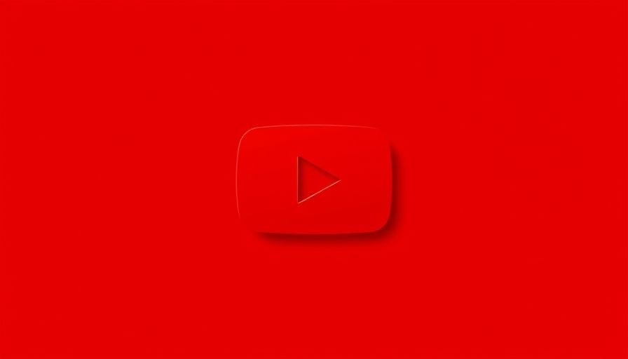 YouTube logo, red background, play button icon.