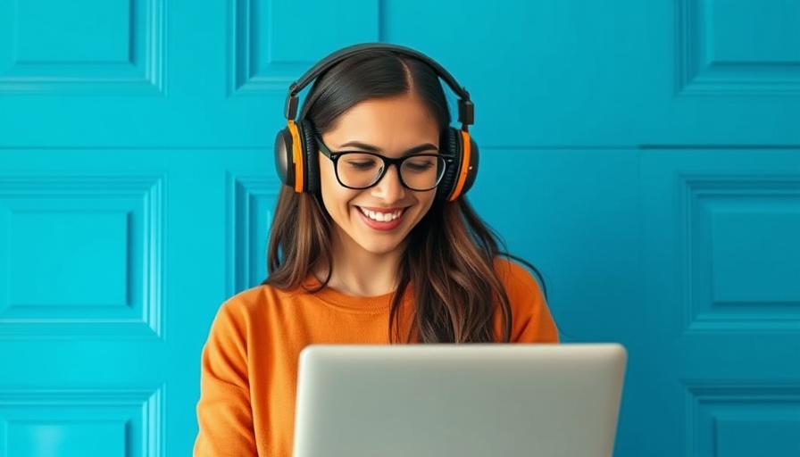 Woman using AI tools for job search on laptop, smiling.