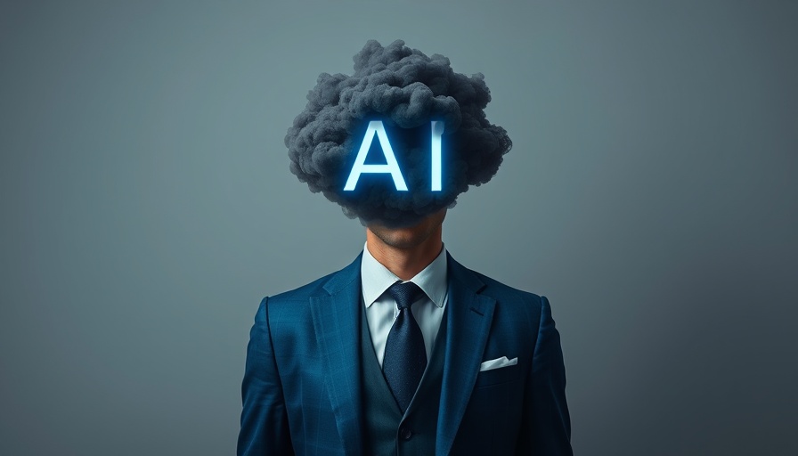 Surreal AI concept image with a cloud head over a faceless suit.