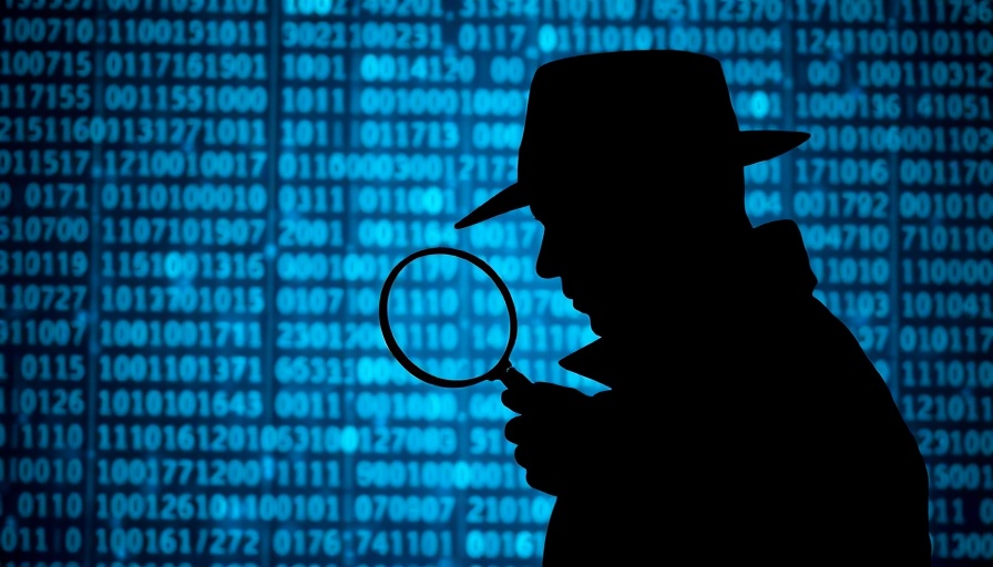 Detective silhouette with binary code background representing AI content detectors.