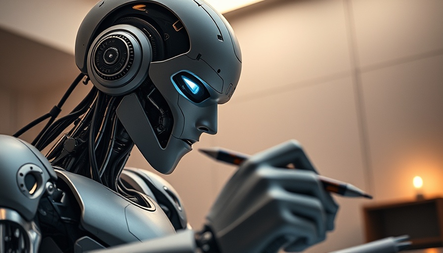 AI Colonialism in Writing Tools depicted by a robot writing.