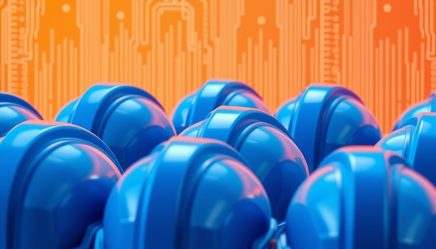 Blue helmets and digital circuits, representing AI impact on jobs.