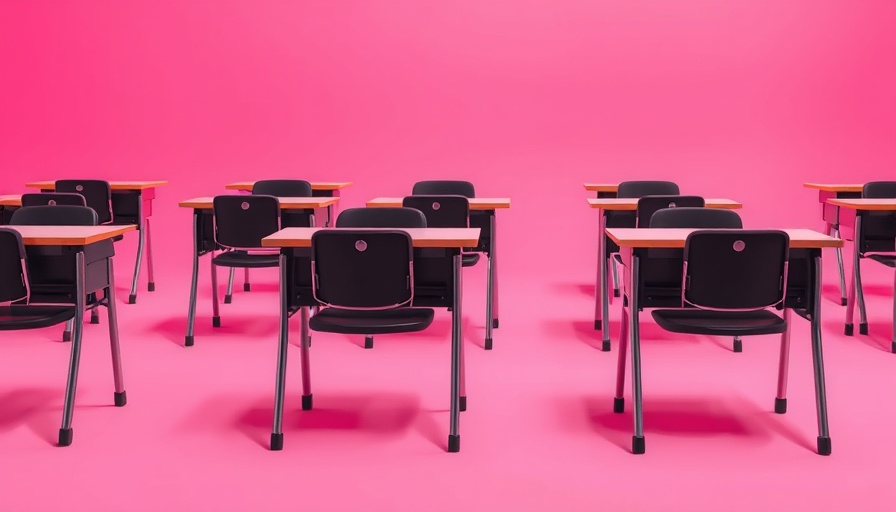 Empty desks for free AI tools for finals theme.