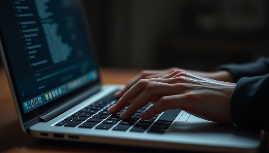 Student typing on laptop, engaging in AI detector tasks.