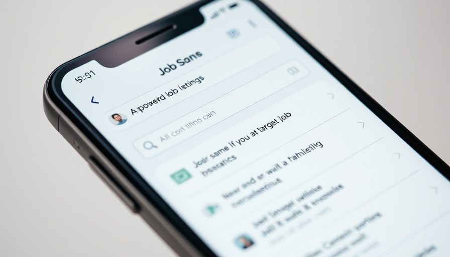 AI-powered job search tool on smartphone interface for efficient results.
