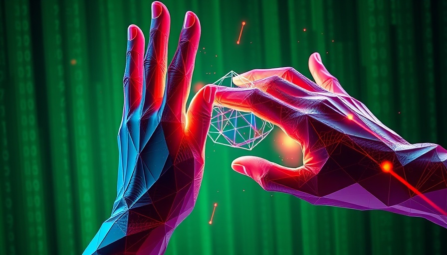 Abstract digital hands with 3D geometric structure, free AI tools for founders.