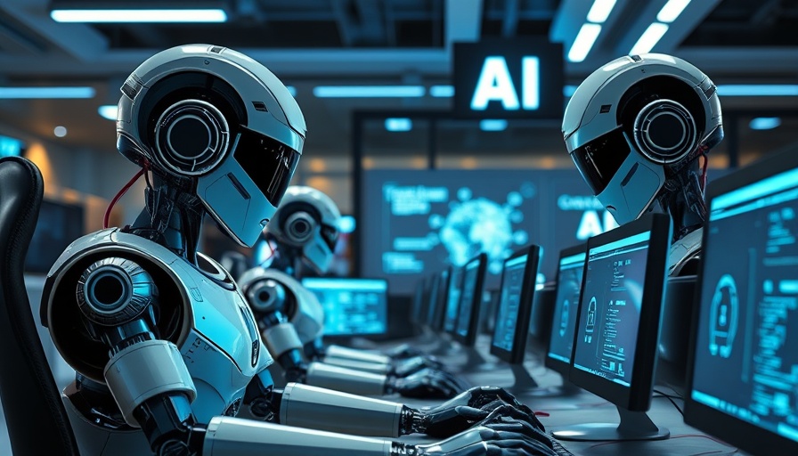 AI robots in office setting working on computers