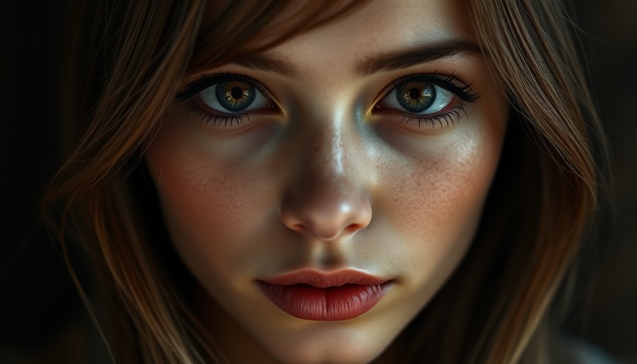 AI-generated image of a young woman with calm expression, detail-focused.