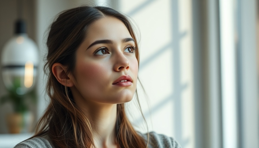 Contemplative young woman indoors, privacy theme.