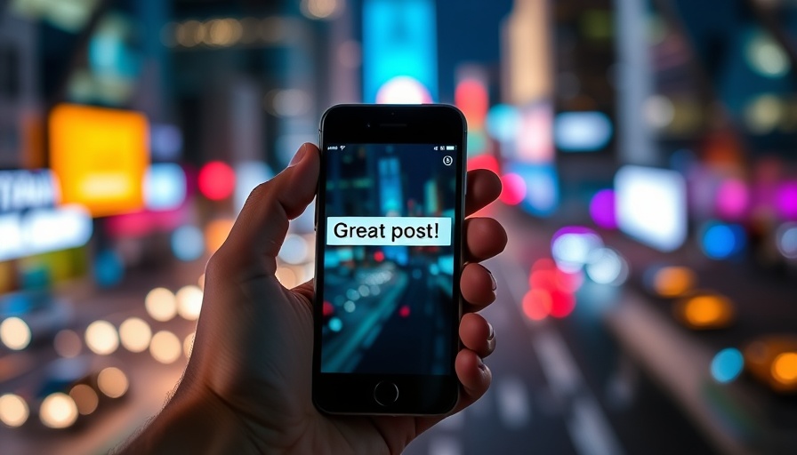 Spotting AI Comments on smartphone screen with city lights background.