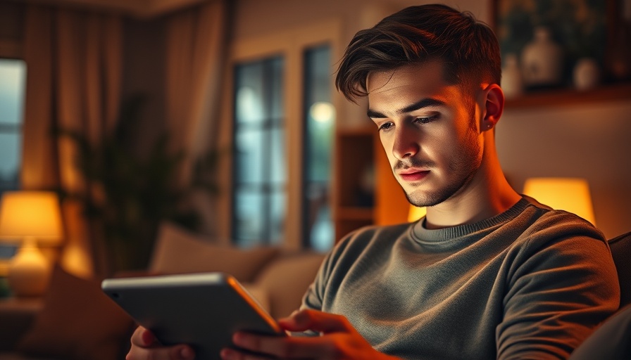 Young man reading tablet in cozy room, Detecting AI Text Through Curiosity.