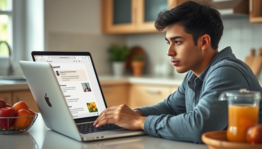 Person exploring AI writing gap with ChatGPT on laptop in kitchen.