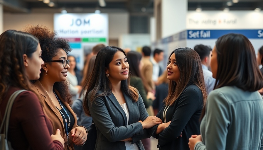 Women networking at AI job fair for women job seekers.