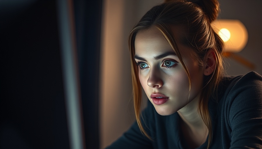 Spot AI text with emotional language: woman focused on screen.