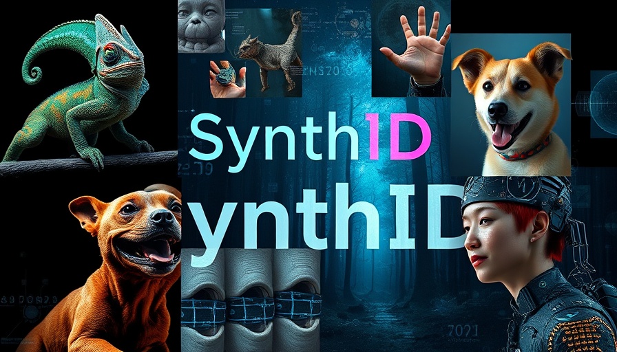 AI-generated content detection themed collage with 'SynthID' text.