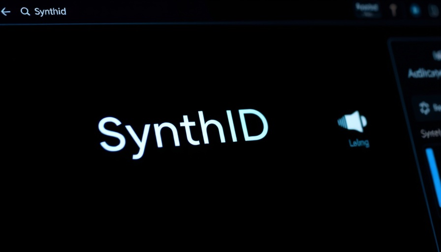 AI Detector Tool interface with SynthID text and icons on black background.