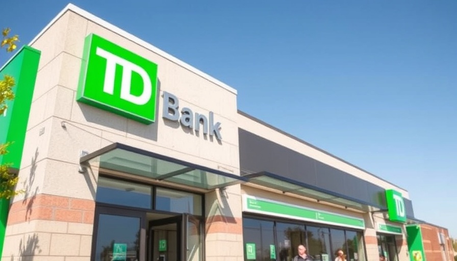 Exterior of a modern TD Bank branch on a sunny day.