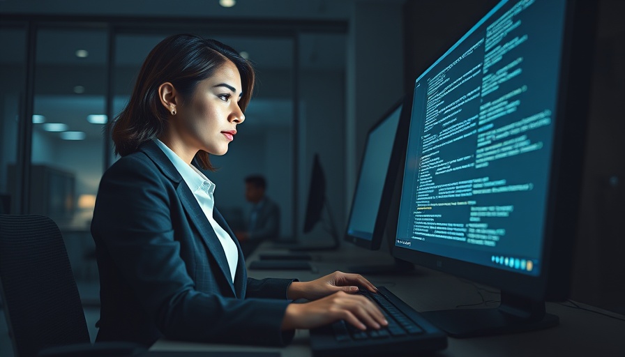 AI detection sentence length illustration with woman coding.