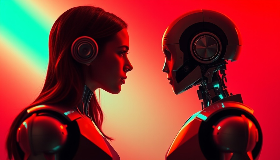 AI threat to women-dominated jobs symbolized by woman and robot face-off.