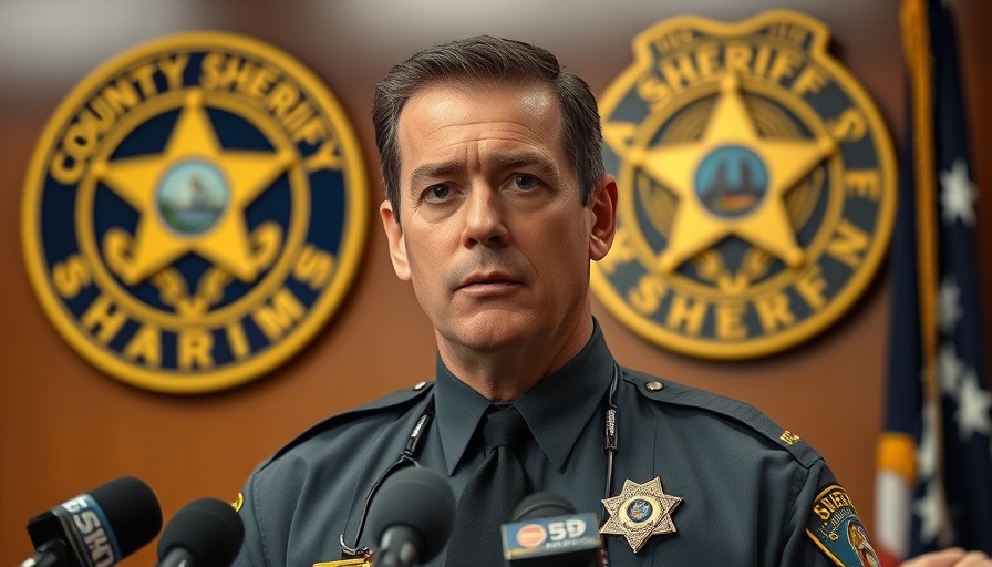 Senior officer addresses media at sheriff's office event.