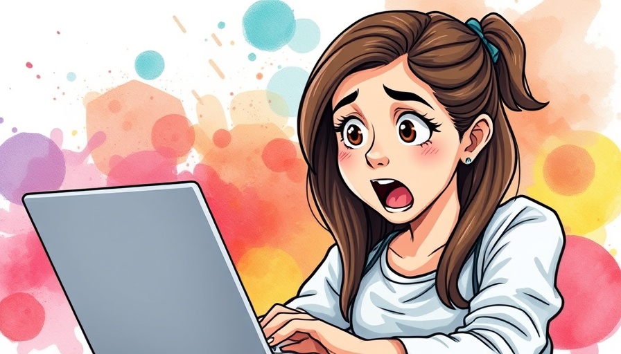 Stylometric Analysis: Cartoon woman surprised while analyzing on laptop