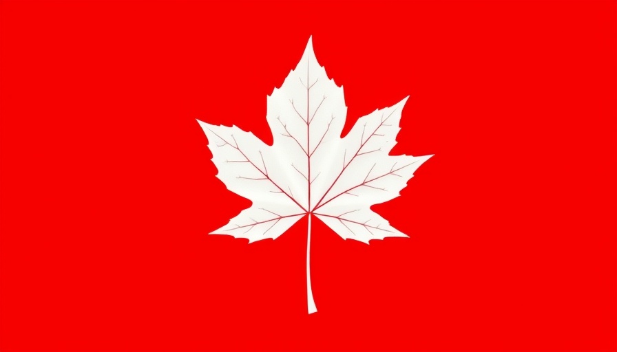 Bold white maple leaf on bright red background, minimalist design.