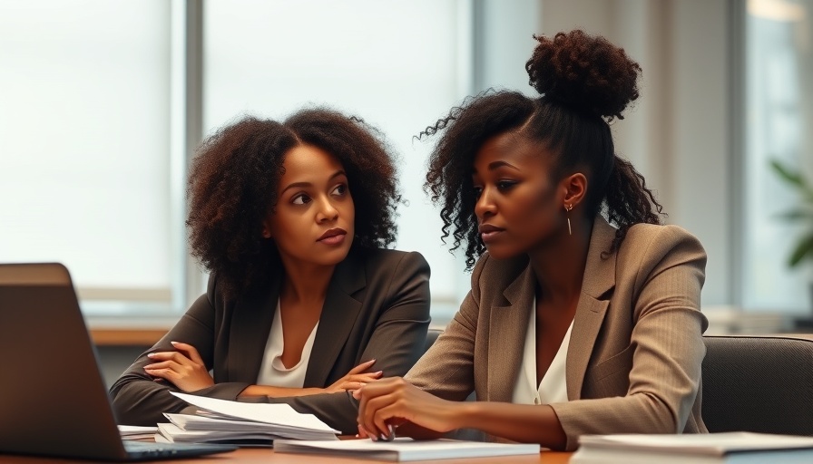 Two professional women discussing AI detection skills in education.