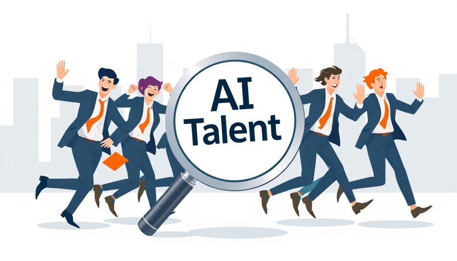 Illustration showing professionals seeking AI talent, emphasizing AI talent shortage.