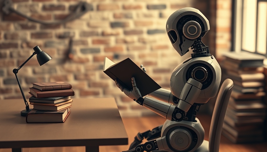 AI robot reading books, highlighting AI in published books controversy.