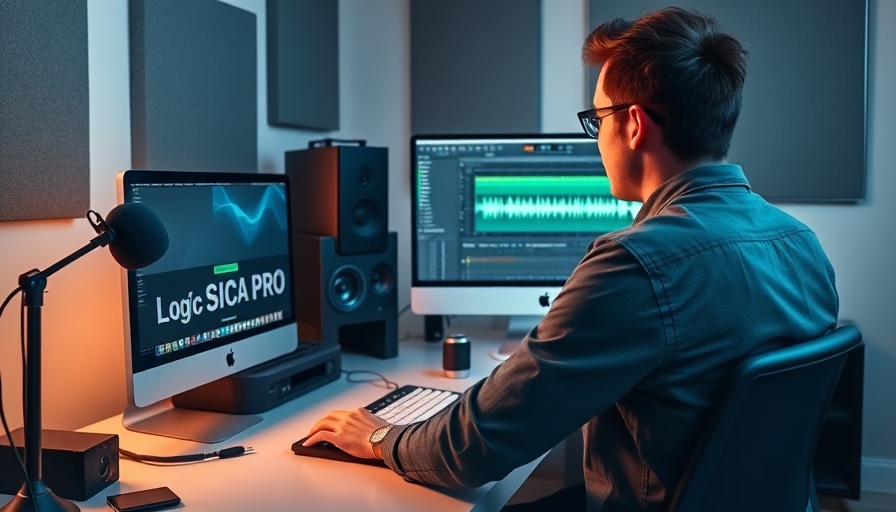 Person using AI writing tools in Logic Pro on a home studio setup.