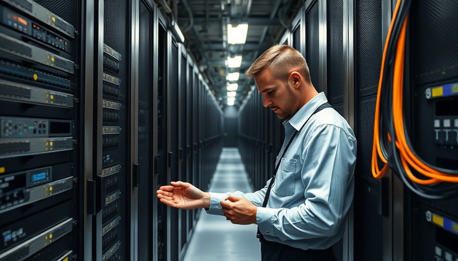 Data center technician managing server in Pennsylvania data center.