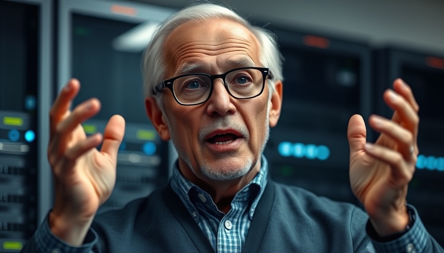 A.I. job impact discussion by older man in tech setting.