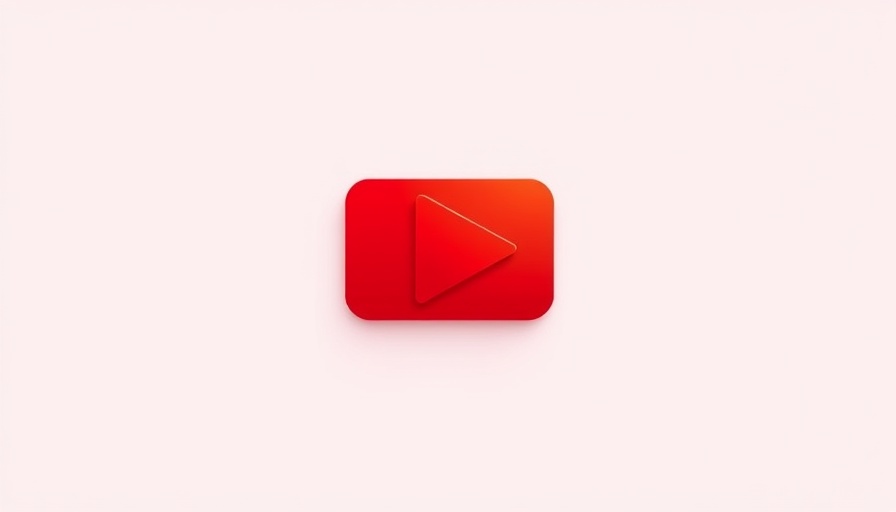 Red geometric play button on digital video platform.