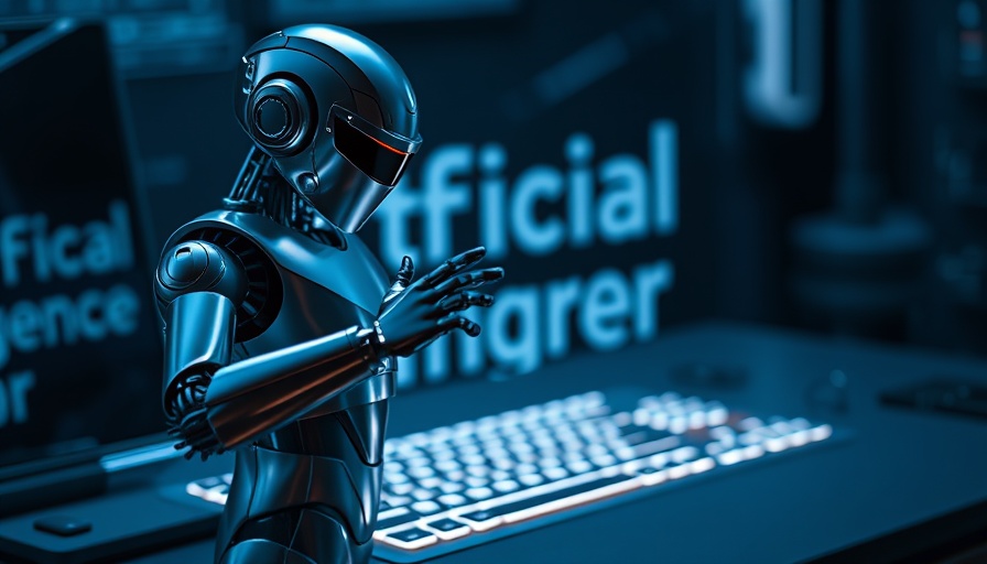 Futuristic robot promoting AI will create jobs concept