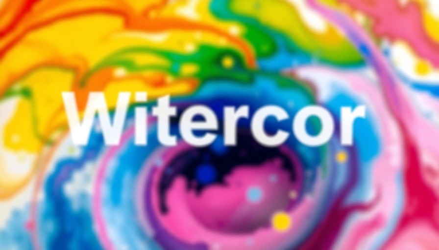 Abstract watercolor swirl with video captions overlay.