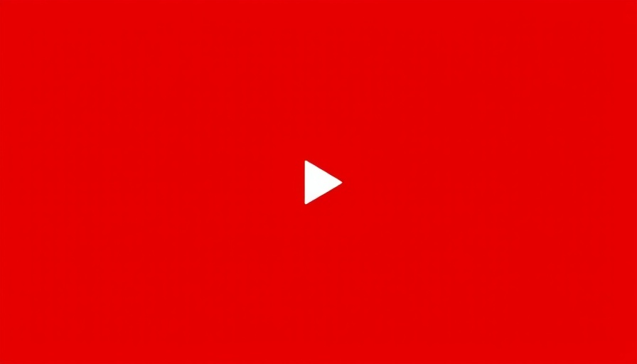 Bright red background with white play button symbol.