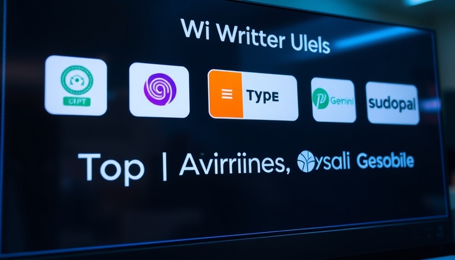 Top AI writing tools display with logos and text.