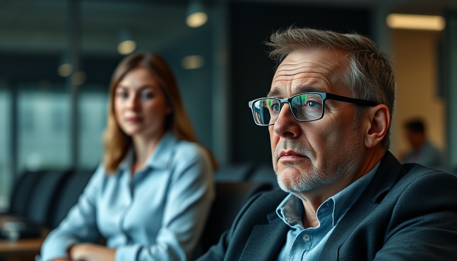 Thoughtful mature man in meeting, contemplating AI detectors impact.