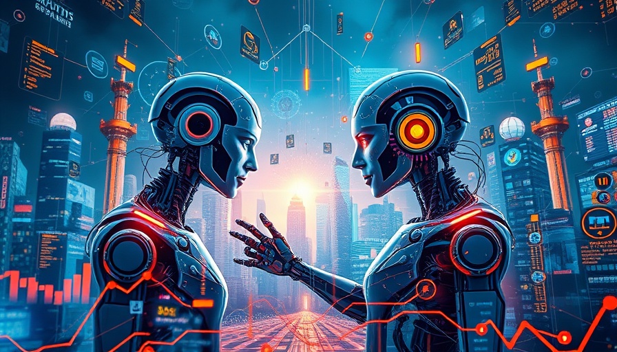 Creative illustration depicting AI job market shift with futuristic elements.